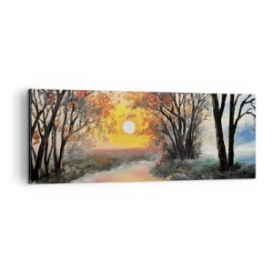 Quadro su tela - Stampe su Tela - Tramonto sul fiume in un paesaggio autunnale - 140x50cm - Atmosfera autunnale - Decorazione murale moderna per soggiorno e camera da letto ARTTOR