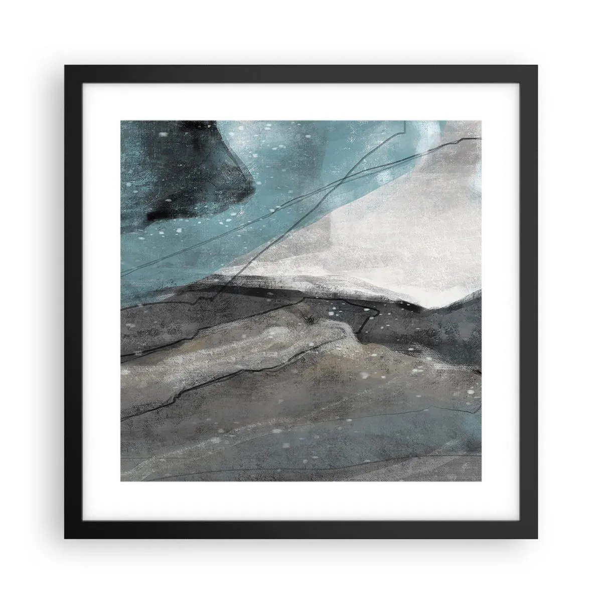 Poster in cornice nera - Astrazione: rocce e ghiaccio - 40x40 cm