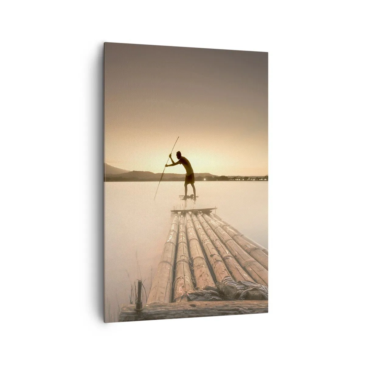 Quadro su tela - Stampe su Tela - Uomo su una zattera al tramonto - 80x120cm - Prima del riposo - Decorazione murale moderna per soggiorno e camera da letto ARTTOR