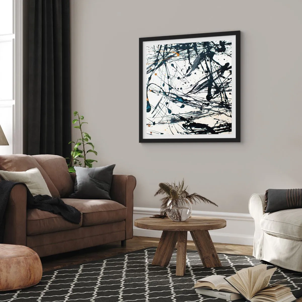 Poster in cornice nera - Astrazione espressionistica - 30x30 cm