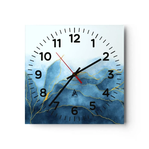 Orologio da parete - Orologio in Vetro - Blu nell'oro - 30x30 cm