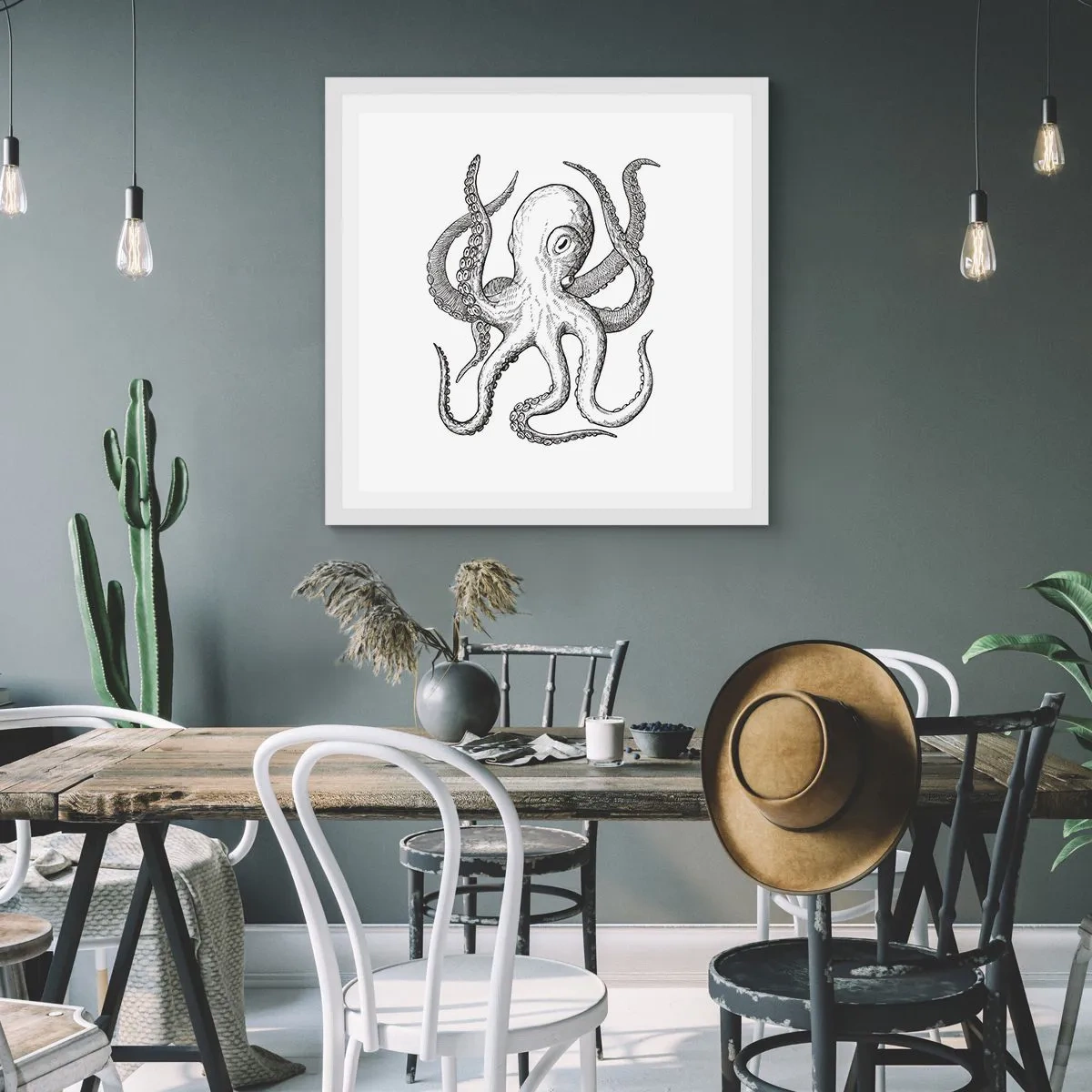 Poster in cornice bianca - Ballando con le onde - 40x40 cm