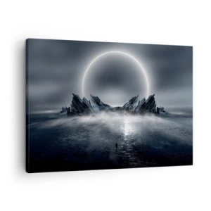 Quadro su tela - Stampe su Tela - Paesaggio misterioso con un anello di luce sulle montagne - 70x50cm - La fine del racconto - Decorazione murale moderna per soggiorno e camera da letto ARTTOR