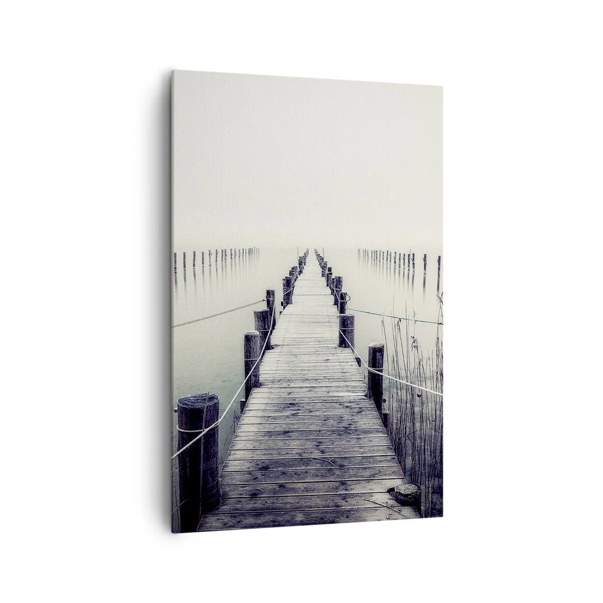 Quadro su tela - Stampe su Tela - Un ponte di legno che conduce in uno spazio nebbioso - 80x120cm - Immergiti nella pace - Decorazione murale moderna per soggiorno e camera da letto ARTTOR