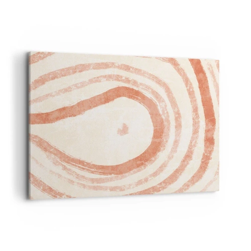 Quadro su tela - Stampe su Tela - Un motivo astratto di linee concentriche nelle tonalità del terracotta. - 100x70cm - Cerchi di corallo - Decorazione murale moderna per soggiorno e camera da letto ARTTOR
