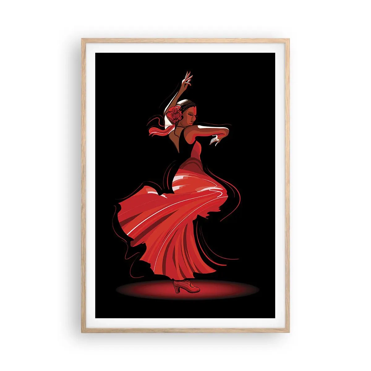 Poster in cornice rovere chiaro - Lo spirito focoso del flamenco - 70x100 cm