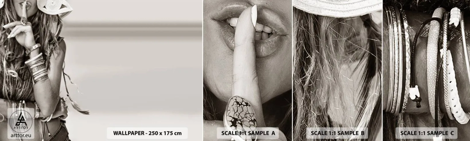 Campione Di Fotomurale Standard Eco - Come una ragazza - Donna, Boho, Vintage ▾ - 100x30 cm