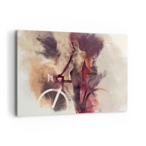 Quadro su tela - Stampe su Tela - Silhouette astratta con una bicicletta in stile artistico - 100x70cm - Nelle forme di marmo un'anima da ciclista - Decorazione murale moderna per soggiorno e camera da letto ARTTOR