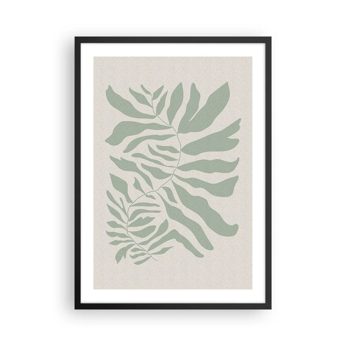 Poster in cornice nera - Un'illustrazione minimalista di una pianta nei toni del verde - 50x70cm - Ramo smeraldo - Decorazione murale moderna per soggiorno e camera da letto ARTTOR