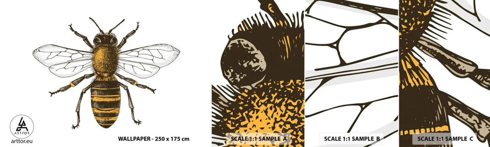 Campione di Fotomurale Adesivo Deluxe Sticker - Bella e buona - Ape, Insetto, Natura - 100x30 cm