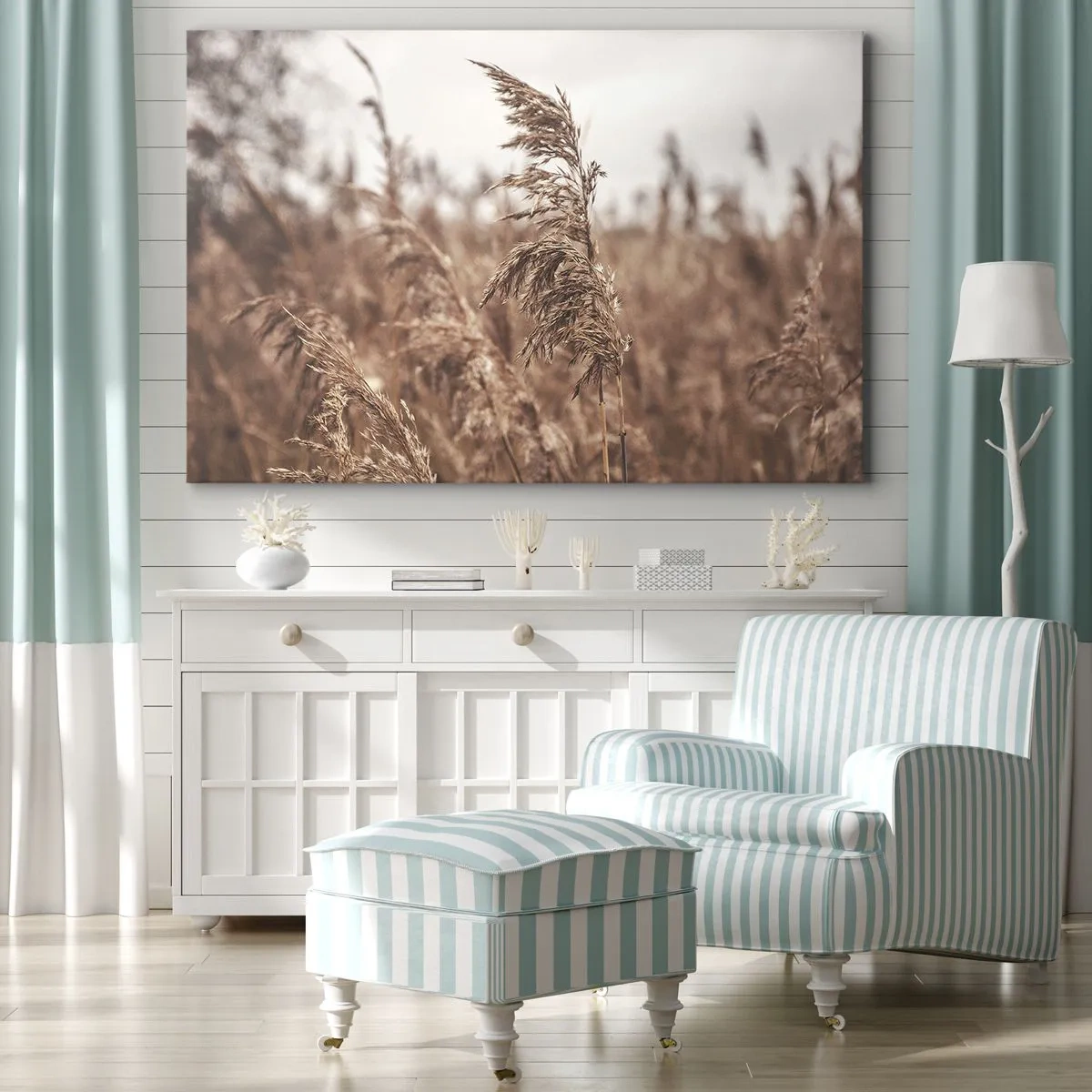 Quadro su tela - Stampe su Tela - Erbe dorate sullo sfondo di un paesaggio autunnale - 120x80cm - Nei campi è già autunno - Decorazione murale moderna per soggiorno e camera da letto ARTTOR