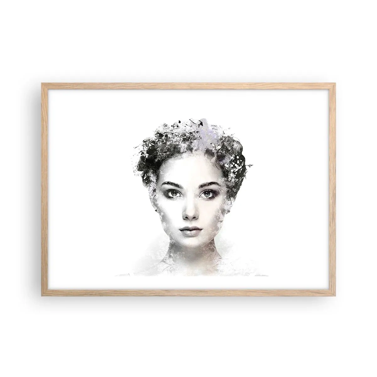 Poster in cornice rovere chiaro - Ritratto estremamente alla moda - 70x50 cm