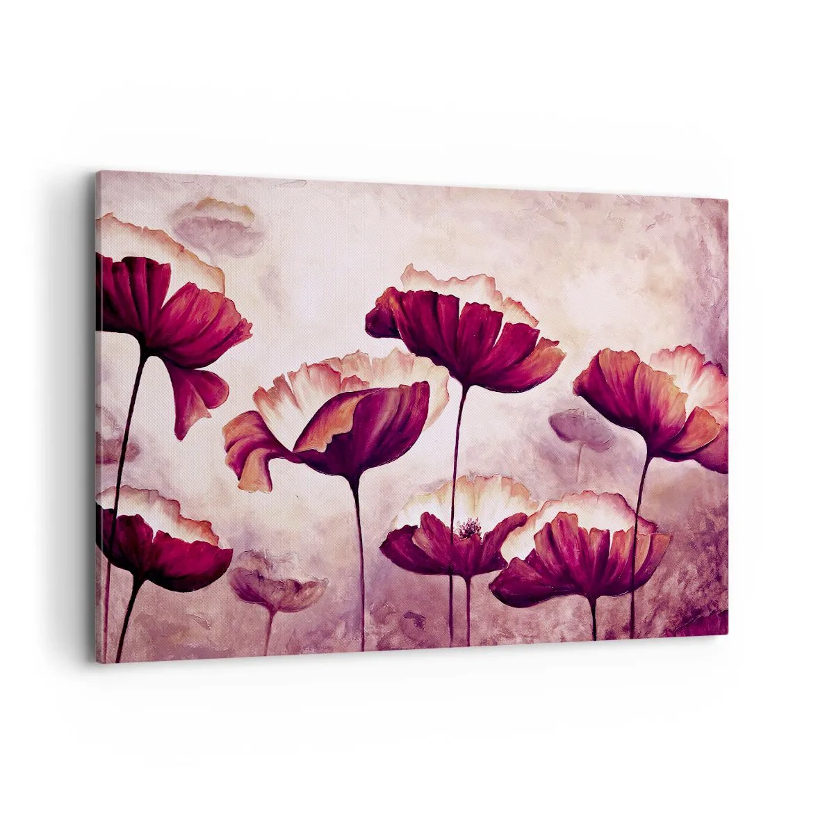 Quadro su tela - Stampe su Tela - Fiori nei toni del rosso e del bianco su uno sfondo delicato - 120x80cm - Petalo rosso e bianco - Decorazione murale moderna per soggiorno e camera da letto ARTTOR