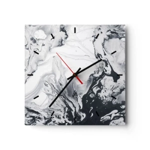 Orologio da parete - Orologio in Vetro - Motivo astratto monocromatico con effetto marmo - 30x30cm - Il centro della terra - Decorazione murale moderna per soggiorno e camera da letto ARTTOR