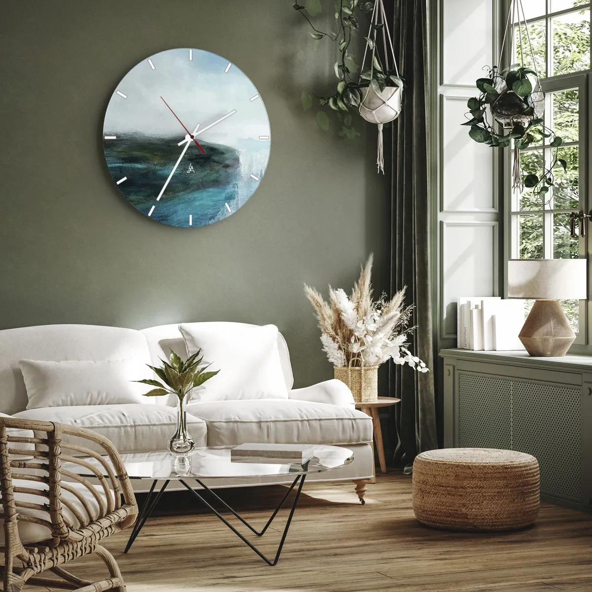 Orologio da parete - Orologio in Vetro - Astrazione marittima - 40x40 cm