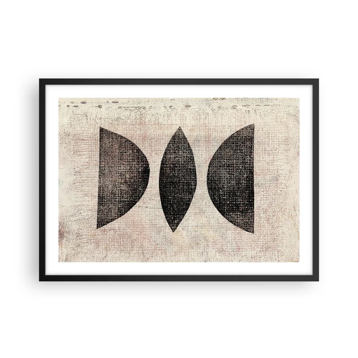 Poster in cornice nera - Forme etniche in toni scuri su sfondo chiaro - 70x50cm - Astrazione etnica - Decorazione murale moderna per soggiorno e camera da letto ARTTOR