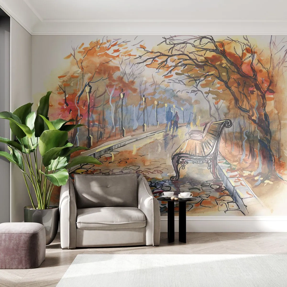 Fotomurali Autoadesivo Deluxe Sticker - Passeggiando insieme l'autunno - Paesaggio, Parco, Autunno - 250x175 cm