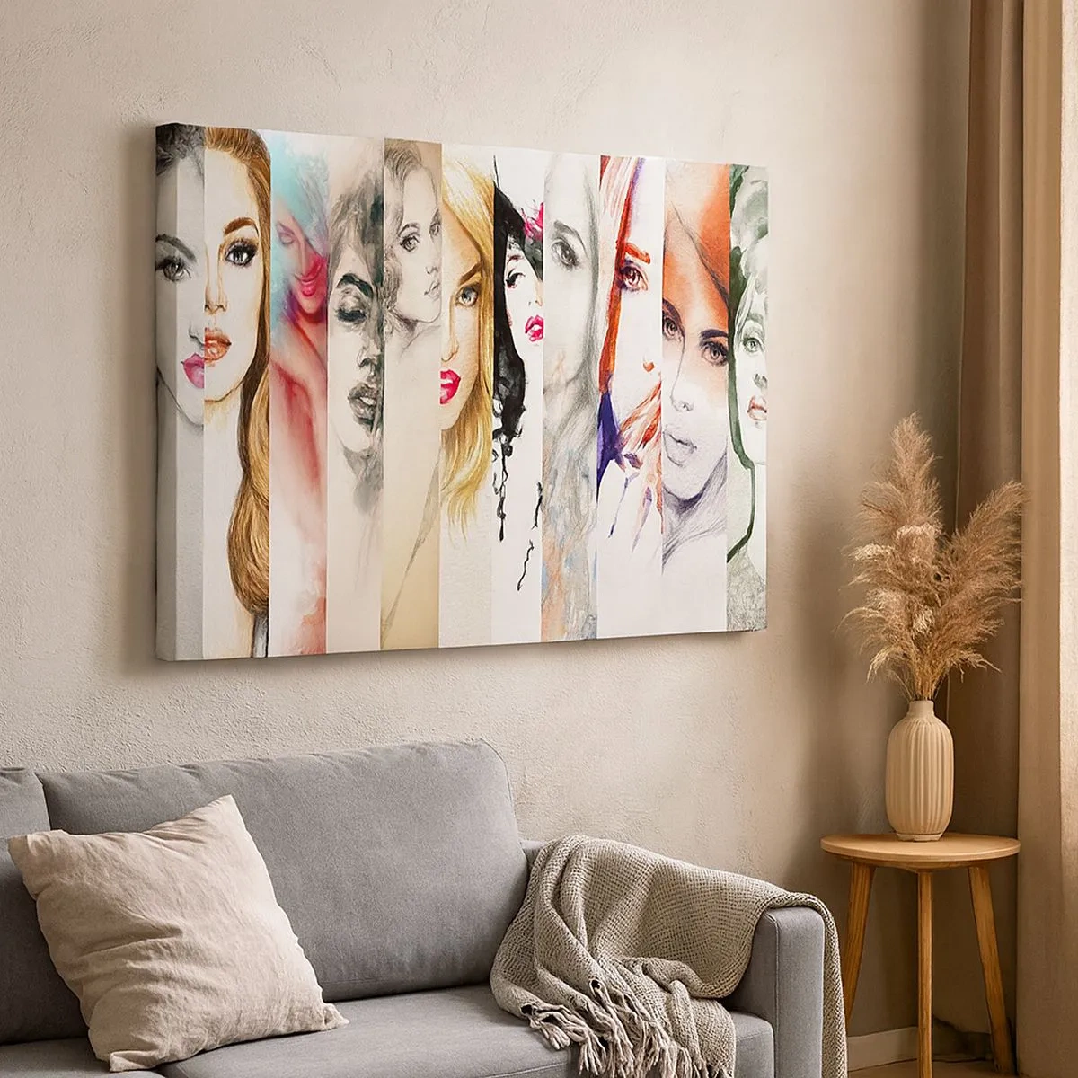 Quadro su tela - Stampe su Tela - Una raccolta di ritratti di donne in vari stili artistici. - 70x50cm - E sei sempre tu - Decorazione murale moderna per soggiorno e camera da letto ARTTOR