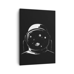 Quadro su tela - Stampe su Tela - Un casco da astronauta minimalista con vista sullo spazio - 50x70cm - Panorama niente male - Decorazione murale moderna per soggiorno e camera da letto ARTTOR