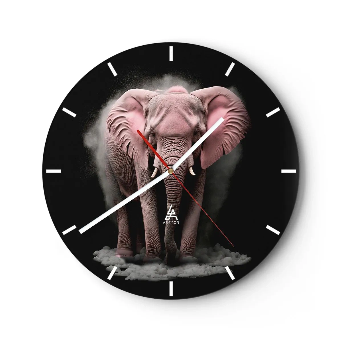 Orologio da parete - Orologio in Vetro - Non pensare all'elefante rosa! - 40x40 cm
