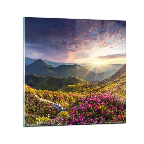 Quadro su vetro - La freschezza di un mattino sui monti - 50x50 cm