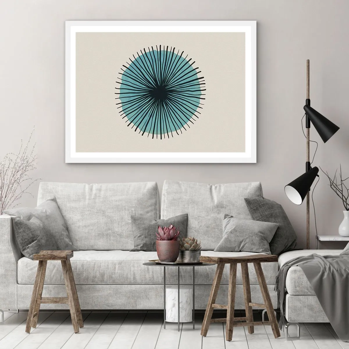 Poster in cornice bianca - Radiosamente nel blu - 50x40 cm