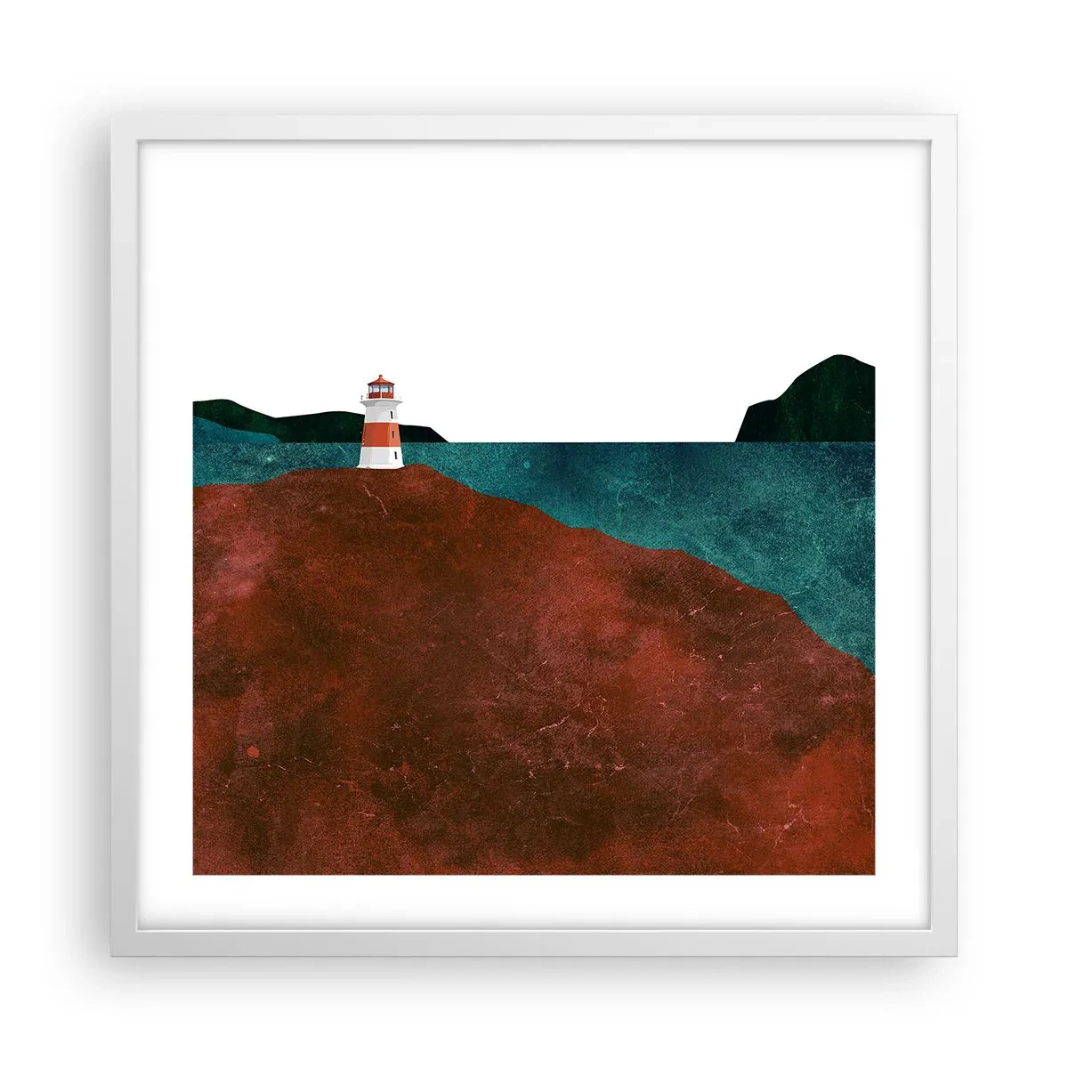 Poster in cornice bianca - Contemplando il mare - 50x50 cm