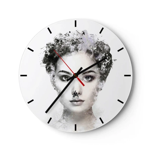 Orologio da parete - Orologio in Vetro - Ritratto artistico di una donna con effetti di sfocatura e texture - 30x30cm - Ritratto estremamente alla moda - Decorazione murale moderna per soggiorno, cucina e camera da letto ARTTOR