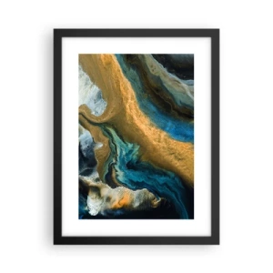 Poster in cornice nera - Blu-oro: influenza reciproca - 30x40 cm