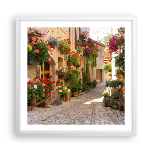 Poster in cornice bianca - Un'esplosione di fiori - 50x50 cm