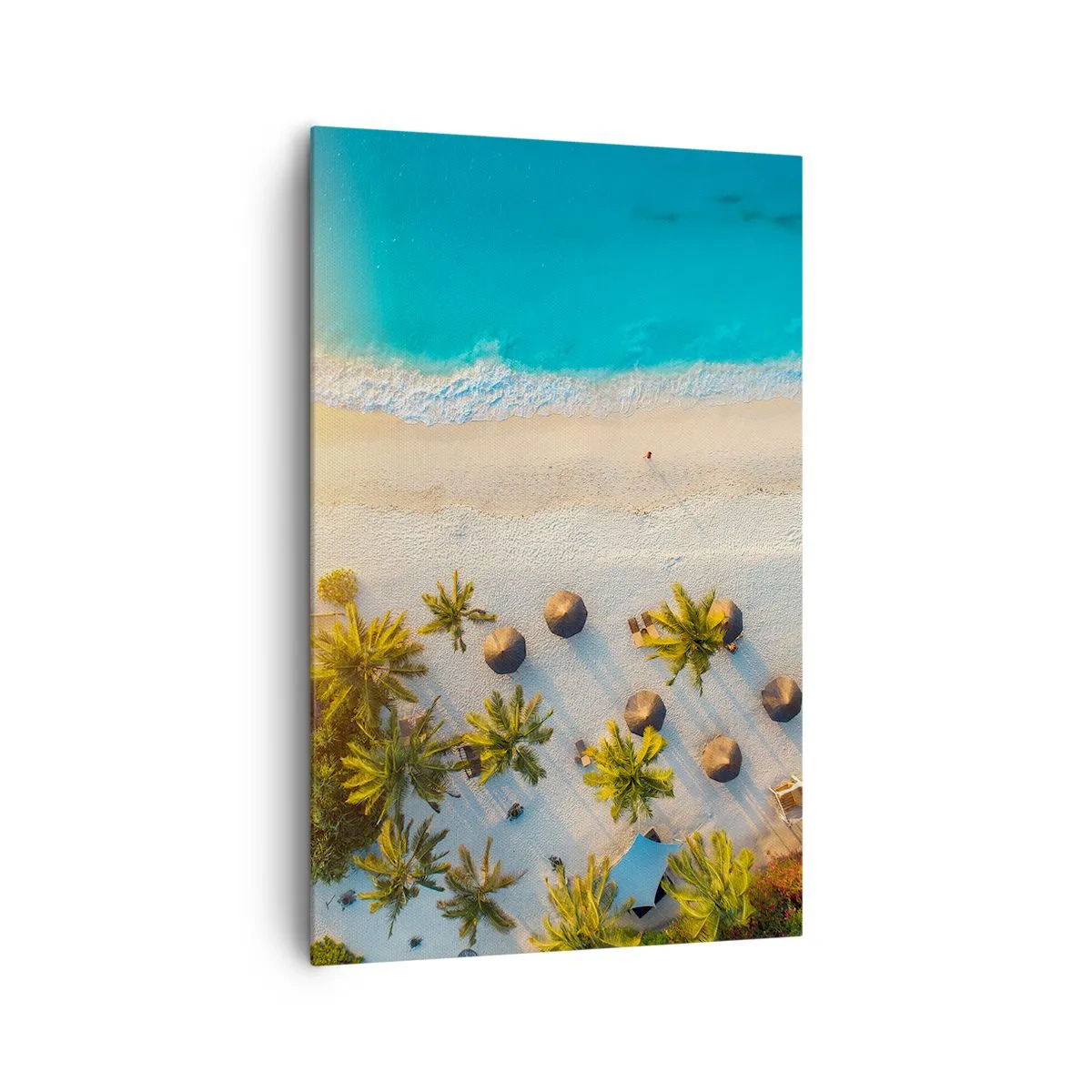 Quadro su tela - Stampe su Tela - Vista di una spiaggia tropicale con palme e mare turchese - 80x120cm - Benvenuti in paradiso - Decorazione murale moderna per soggiorno e camera da letto ARTTOR