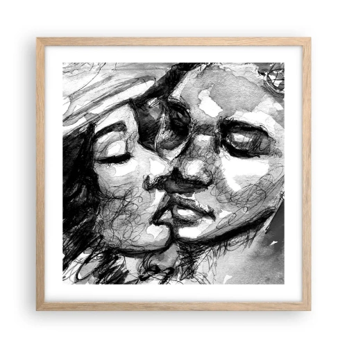 Poster in cornice rovere chiaro - Un attimo di tenerezza - 50x50 cm