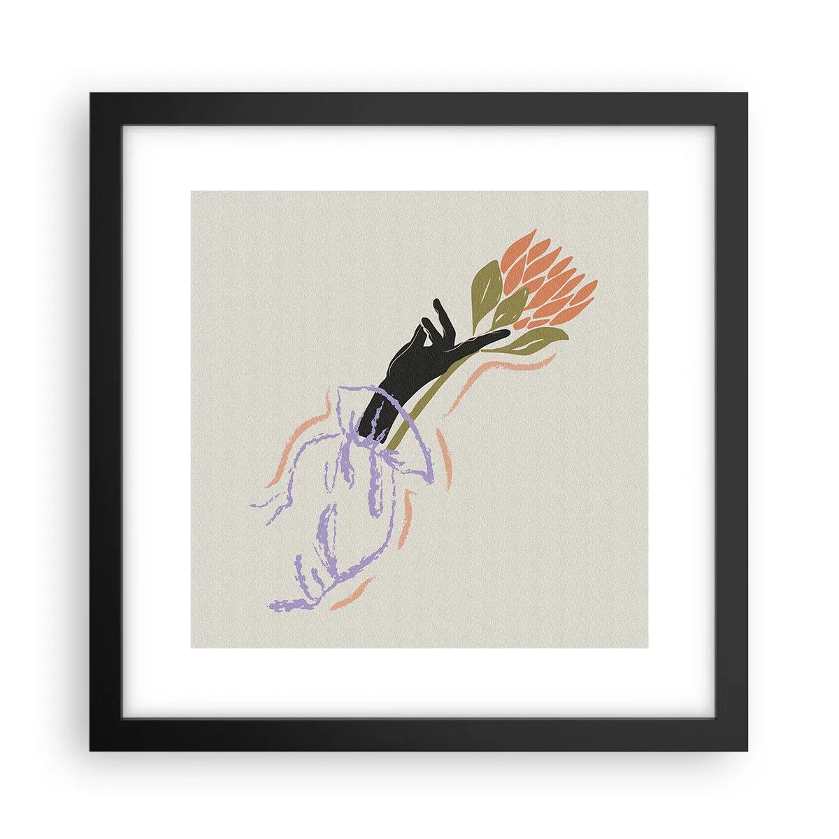 Poster in cornice nera - Tocco delicato - 30x30 cm