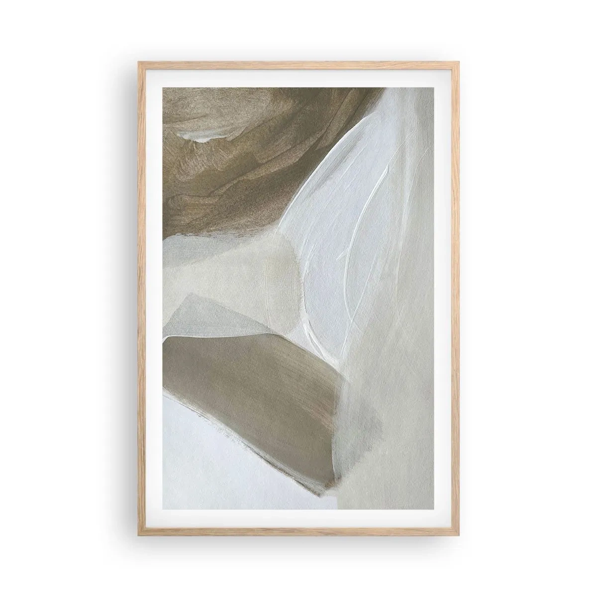 Poster in cornice rovere chiaro - Onda di bianco - 61x91 cm