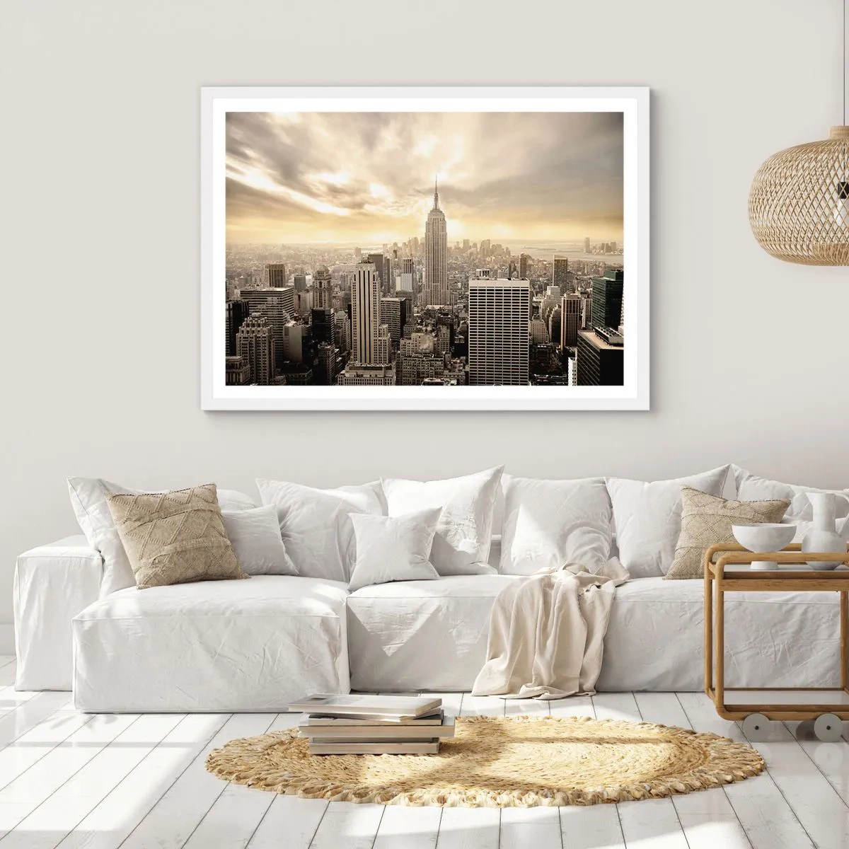 Poster in cornice bianca - New York in grigio - 70x50 cm