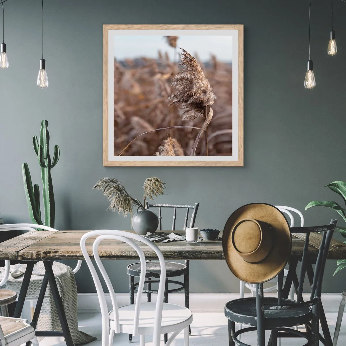 Poster in cornice rovere chiaro - è tempo di volare col vento - 40x40 cm