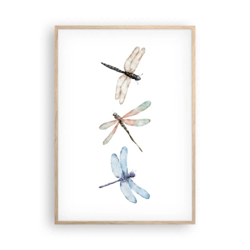 Poster in cornice rovere chiaro - Libellule senza peso - 70x100 cm