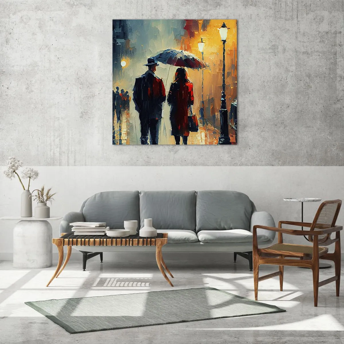 Quadro su vetro - Love story cittadina - 70x70 cm