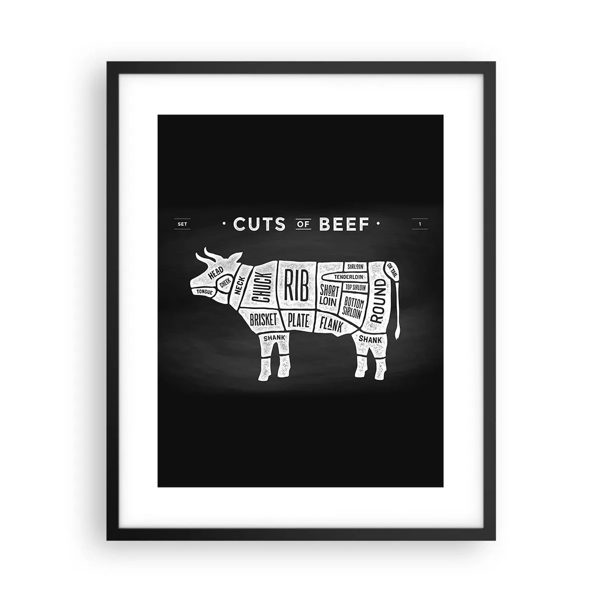 Poster in cornice nera - Il sillabario del macellaio - 40x50 cm