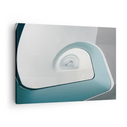Quadro su tela - Stampe su Tela - Architettura minimalista con linee arrotondate - 70x50cm - Blu fino in fondo - Decorazione murale moderna per soggiorno e camera da letto ARTTOR