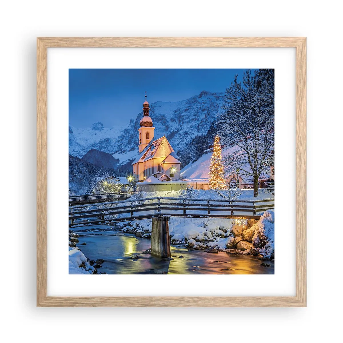 Poster in cornice rovere chiaro - Lo spirito di Natale - 40x40 cm