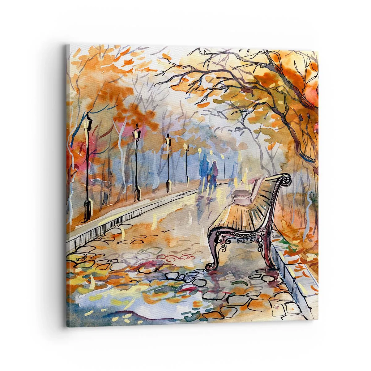 Quadro su tela - Stampe su Tela - Passeggiando insieme l'autunno - 70x70 cm