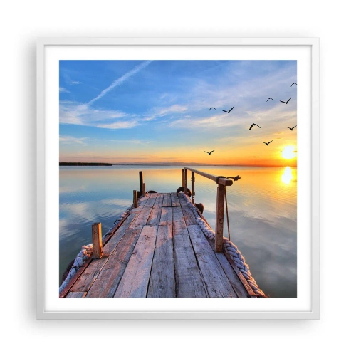 Poster in cornice bianca - Camminando verso il sole - 60x60 cm