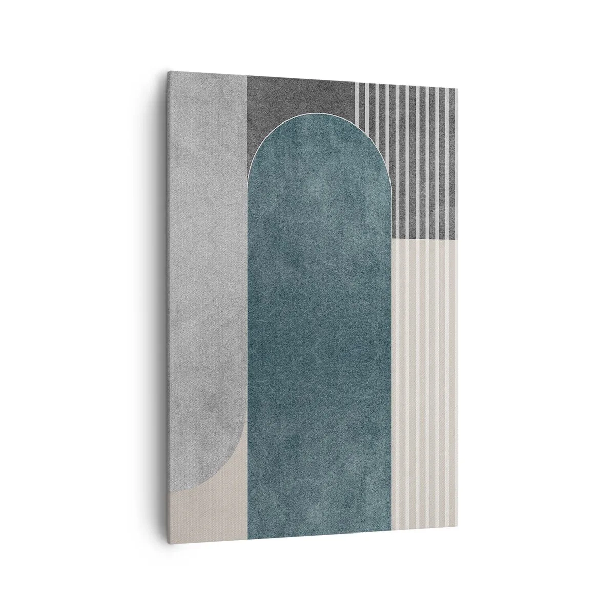 Quadro su tela - Stampe su Tela - Astrazione geometrica nei toni del grigio e del verde - 70x100cm - Composizione orizzontale - Decorazione murale moderna per soggiorno e camera da letto ARTTOR