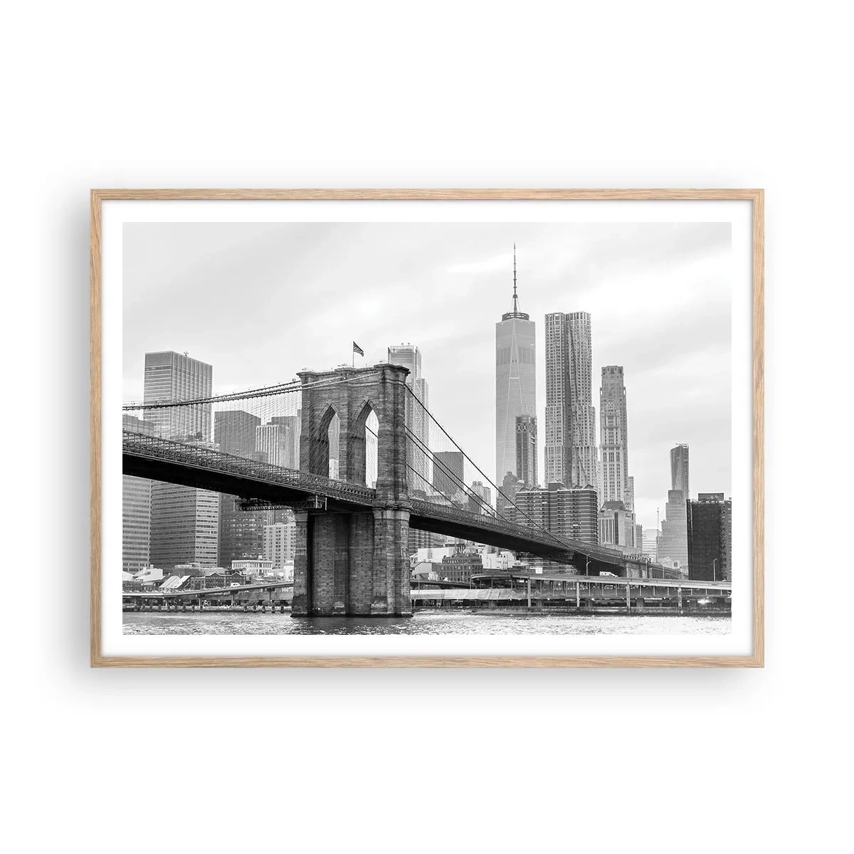 Poster in cornice rovere chiaro - Atmosfera di New York - 100x70 cm