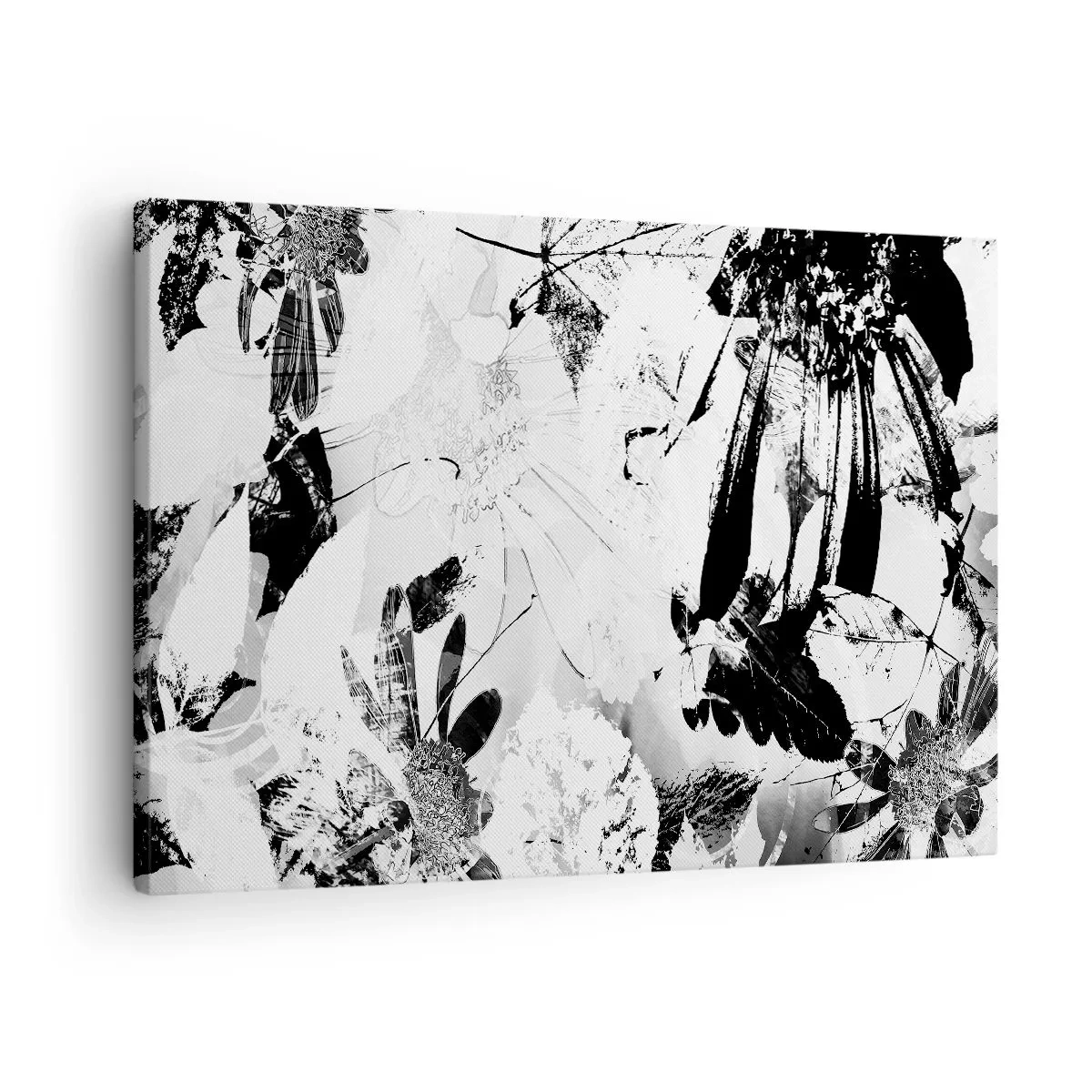 Quadro su tela - Stampe su Tela - Fiori astratti in bianco e nero in stile minimalista - 70x50cm - Autunno in negativo - Decorazione murale moderna per soggiorno e camera da letto ARTTOR
