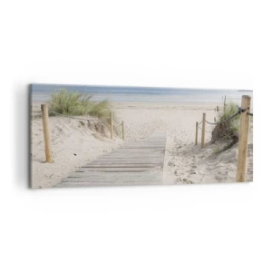 Quadro su tela - Stampe su Tela - Un sentiero di assi che conduce a una spiaggia sabbiosa - 120x50cm - Fino all'orizzonte - Decorazione murale moderna per soggiorno e camera da letto ARTTOR