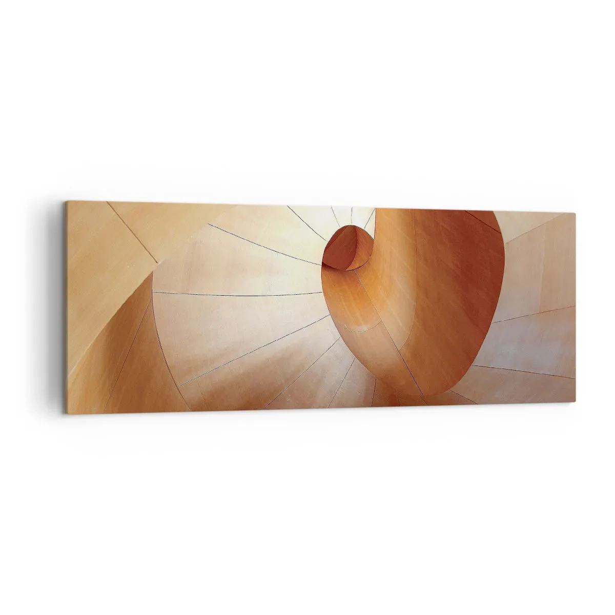 Quadro su tela - Stampe su Tela - Spirale astratta nei toni del legno e del marrone chiaro - 140x50cm - Serpentina architettonica - Decorazione murale moderna per soggiorno e camera da letto ARTTOR