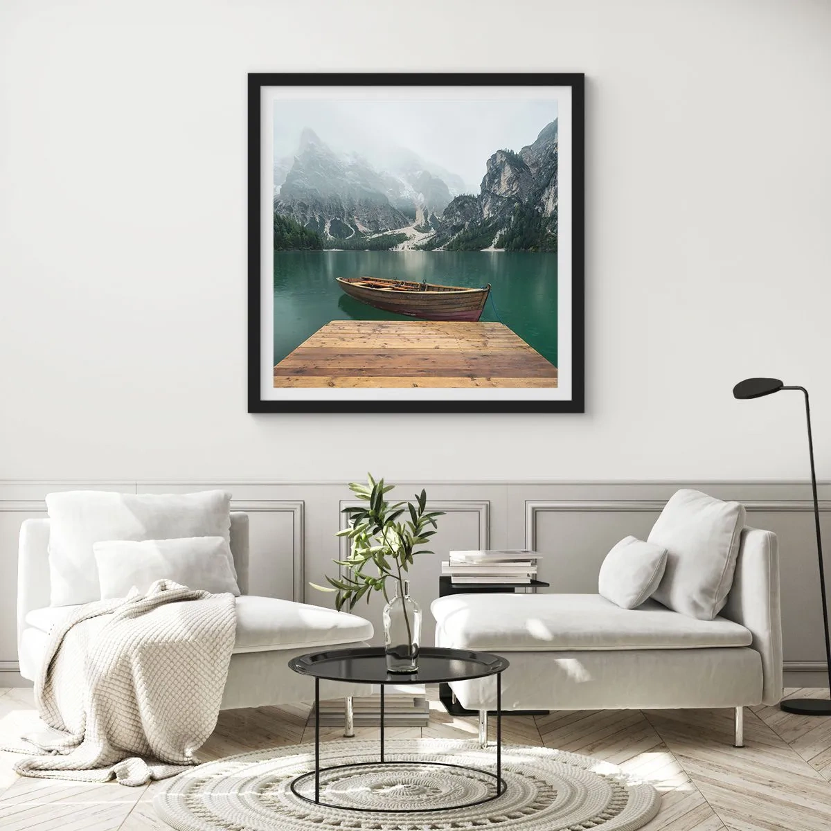 Poster in cornice nera - E attorno le fiere rocce - 60x60 cm