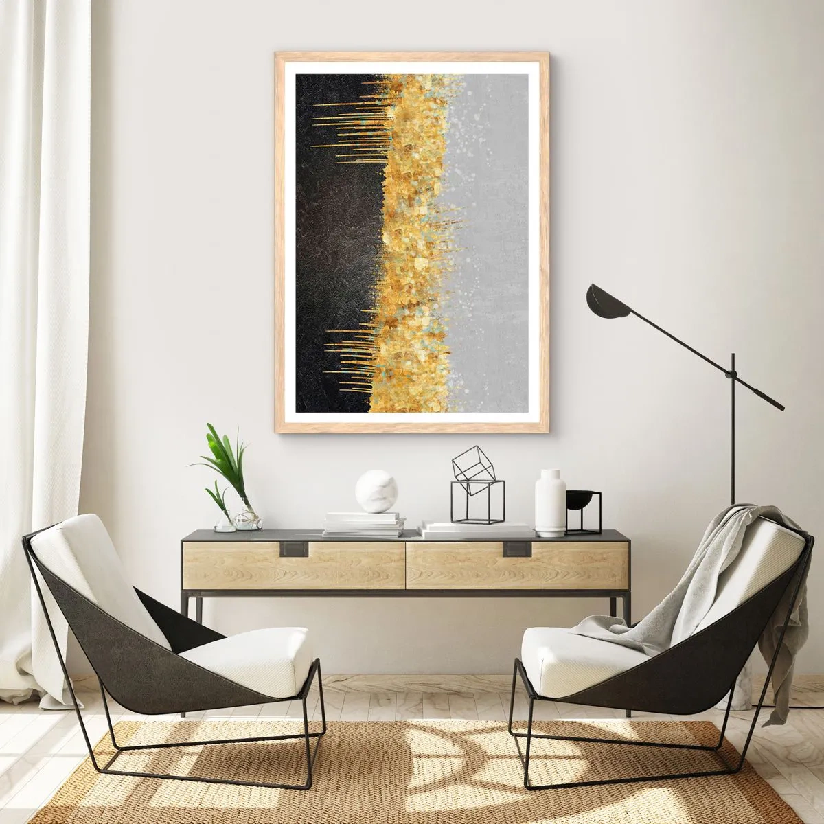 Poster in cornice rovere chiaro - Nel profondo e verso l'alto - 70x100 cm